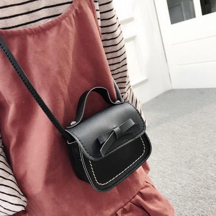 Bowknot PU Leather Mini Baby Girls Casual Messenger Bag Coin Purse Children Small Clutch Bags Simple Shoulder Bag(Beige)