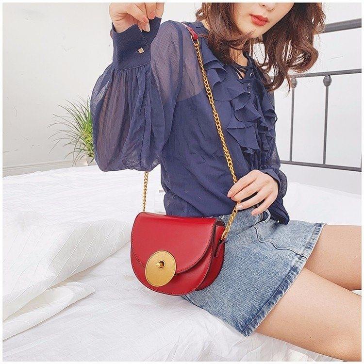 Pure Color Handbag Single Shoulder Bag Messenger Bag (Red)