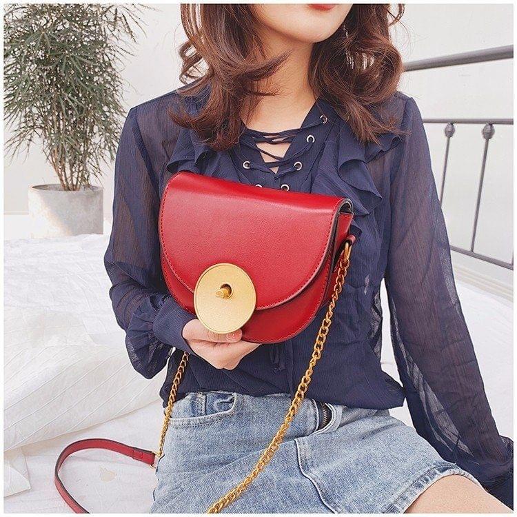Pure Color Handbag Single Shoulder Bag Messenger Bag (Red)