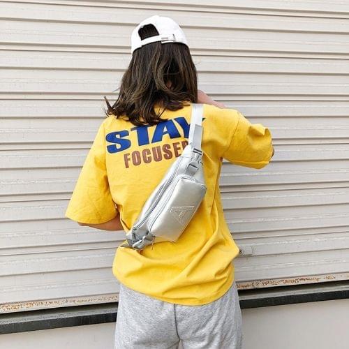 Fashion Solid Color Letter A PU Single Shoulder Bag Zipper Messenger Bag Casual Waist Chest Pockets Bag (Silver)
