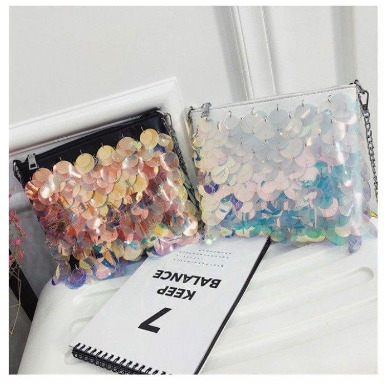 Fashion Sequins Fairy Chain Handbag Single Shoulder Bag Messenger Bag (Black)