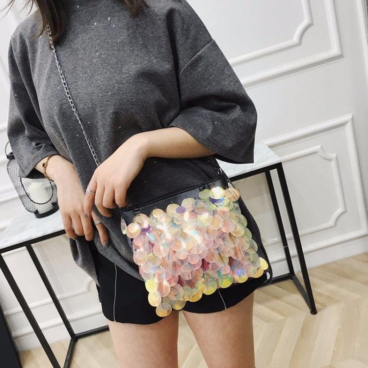 Fashion Sequins Fairy Chain Handbag Single Shoulder Bag Messenger Bag (Black)