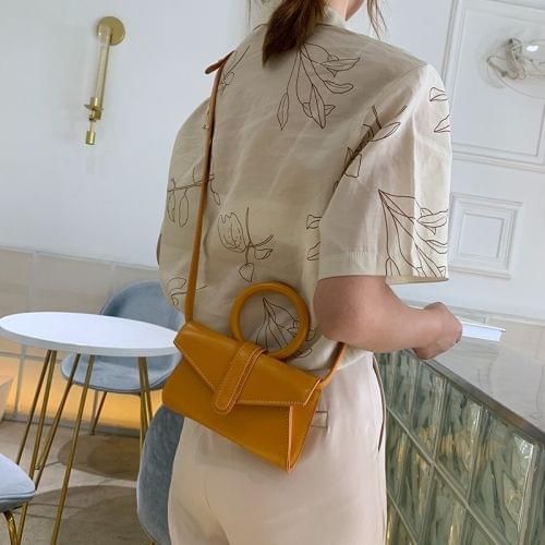 Big Ring Handle PU Leather Single Shoulder Bag Ladies Handbag Messenger Bag (Brown)