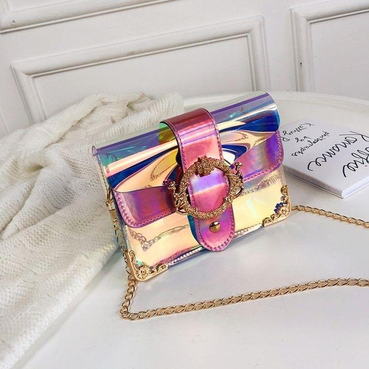Laser Color Chain-strap Single Shoulder Bag Ladies Handbag Messenger Bag (Pink)