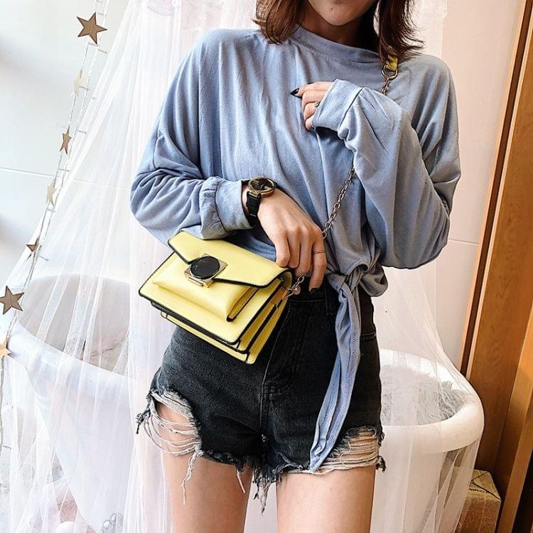 Fashion Casual Chain Single Shoulder Bag Ladies Small Square Bag Messenger Bag Handbag (Yellow)