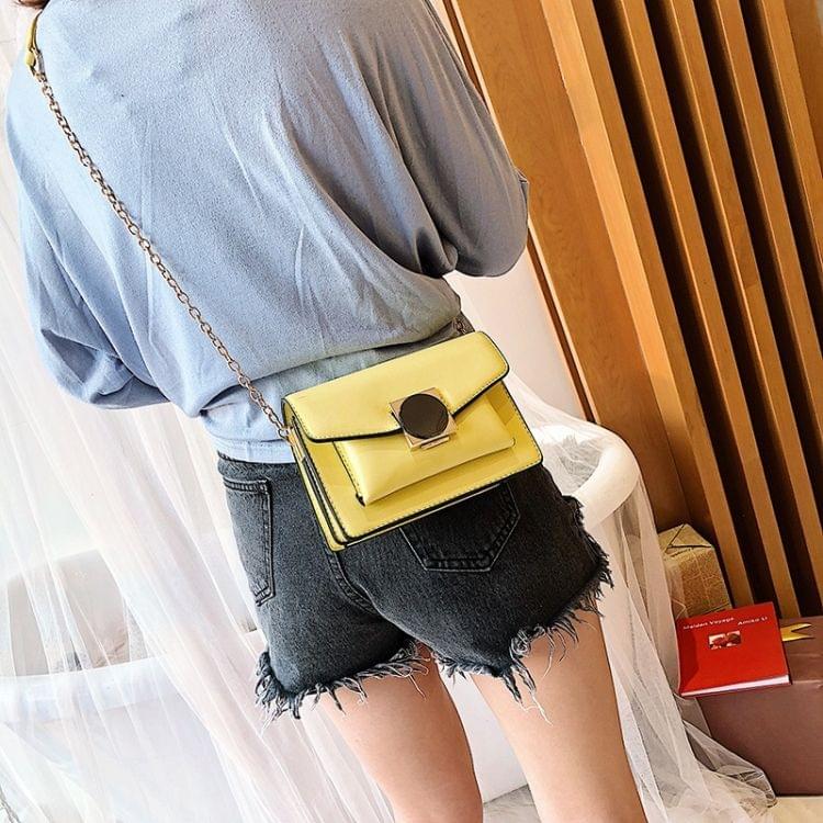 Fashion Casual Chain Single Shoulder Bag Ladies Small Square Bag Messenger Bag Handbag (Yellow)