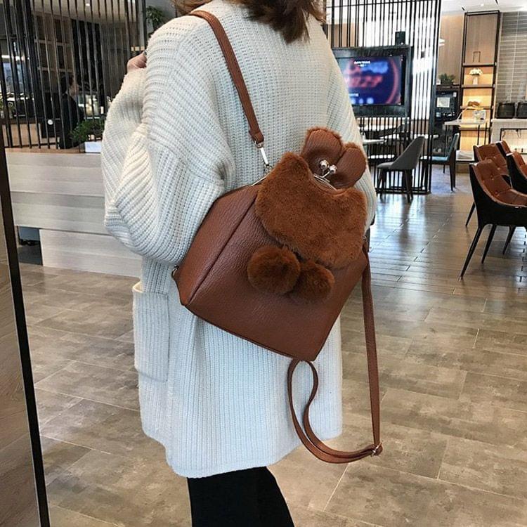 Multi-function Leisure Fashion PU Leather Slant Shoulder Bag Double Shoulders Bag(Brown)