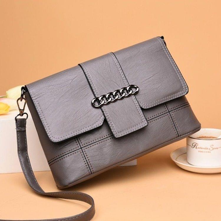 Chain PU Casual Shoulder Bag Messenger Bag Ladies Handbag (Grey)