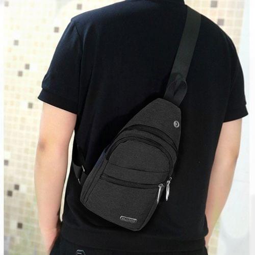 Multi-Function Portable Casual Chest Bag Outdoor Sports Shoulder Bag with Earphone Line Hole (Black)