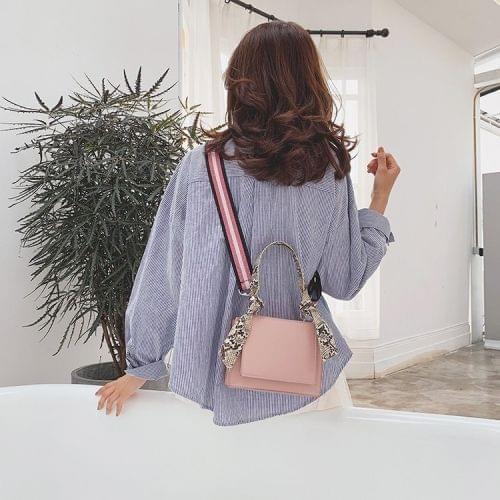 Snake Skin Handle PU Leather Single Shoulder Bag Ladies Handbag Messenger Bag (Pink)