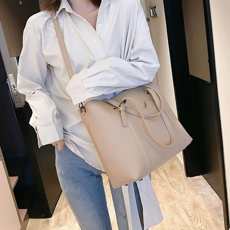 Leisure Fashion PU Leather Shoulder Bag Handbag (Khaki)