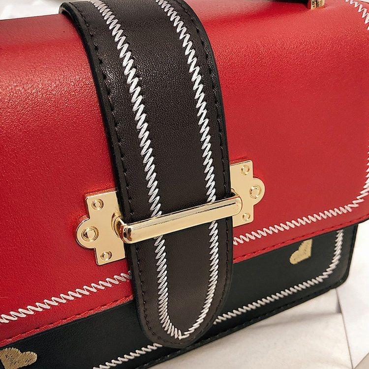 Fashion PU Leather Small Square Handbag Ladies Shoulder Messenger Bag(Black)