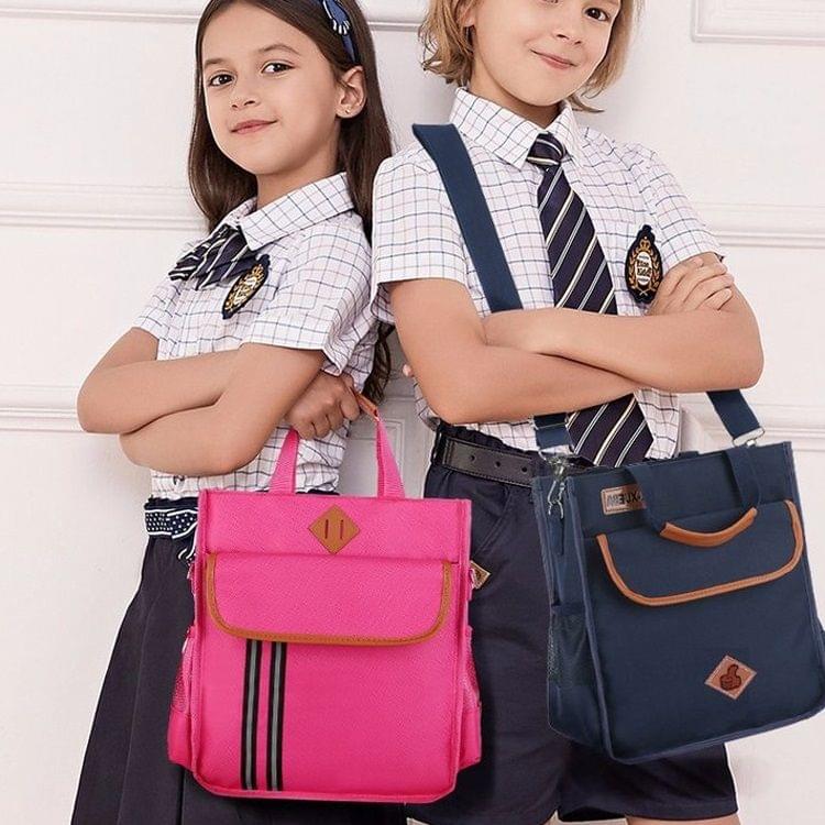 British Style Children Portable Safety Reflective Strips Primary School Bag Single Shoulder Messenger Bag (Blue)