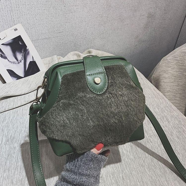 Fashion Plush Shoulder Bag Messenger Bag Ladies Handbag (Green)