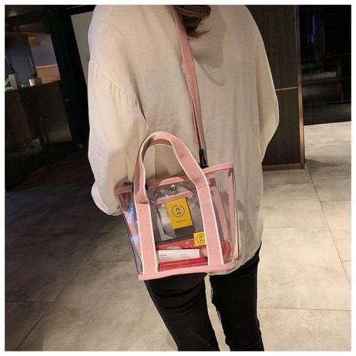 Clear PVC Single Shoulder Bag Ladies Handbag Messenger Bag (Pink)
