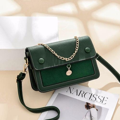 Leisure Fashion PU Slant Shoulder Bag Handbag(Army Green)