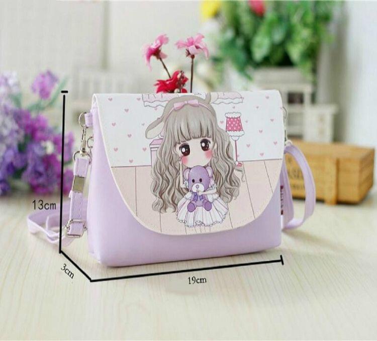 Cartoon Printing Kids Messenger Bags Clutch Shoulder bags for Girls Party Handbags(Pink Wink)