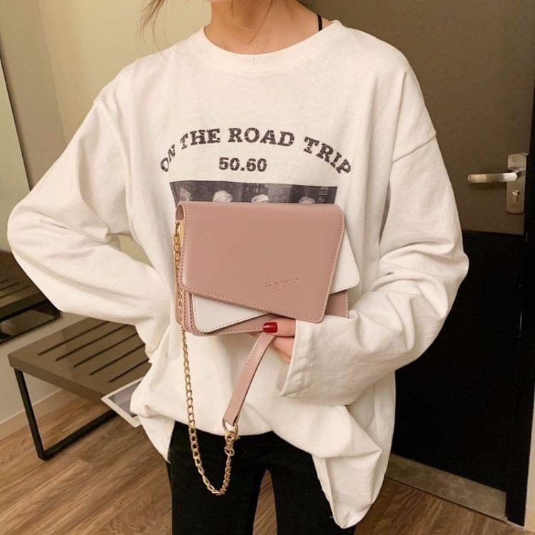 Color Matching Casual Small Square Bag Single Shoulder Bag Ladies Handbag Messenger Bag (Pink)