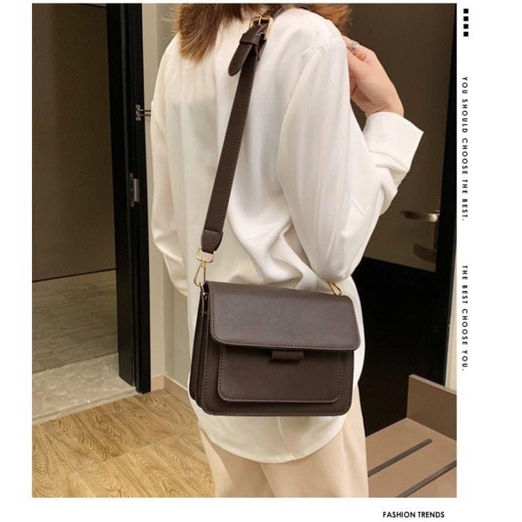 Solid Color Casual PU Shoulder Bag Ladies Handbag Messenger Bag (Coffee)