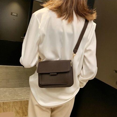 Solid Color Casual PU Shoulder Bag Ladies Handbag Messenger Bag (Coffee)