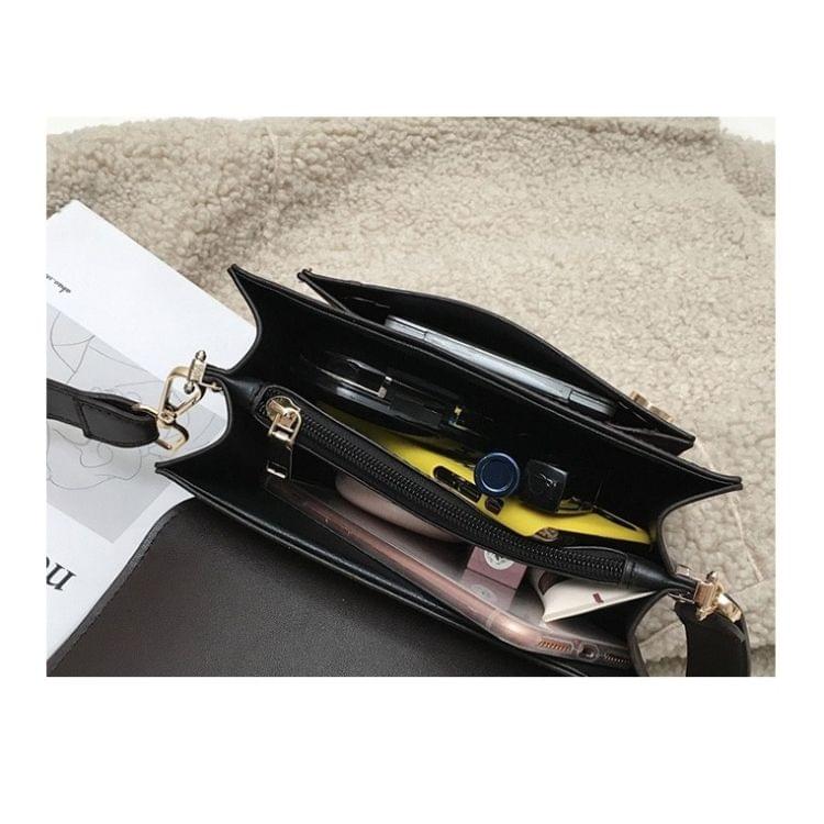 Solid Color Casual PU Shoulder Bag Ladies Handbag Messenger Bag (Coffee)
