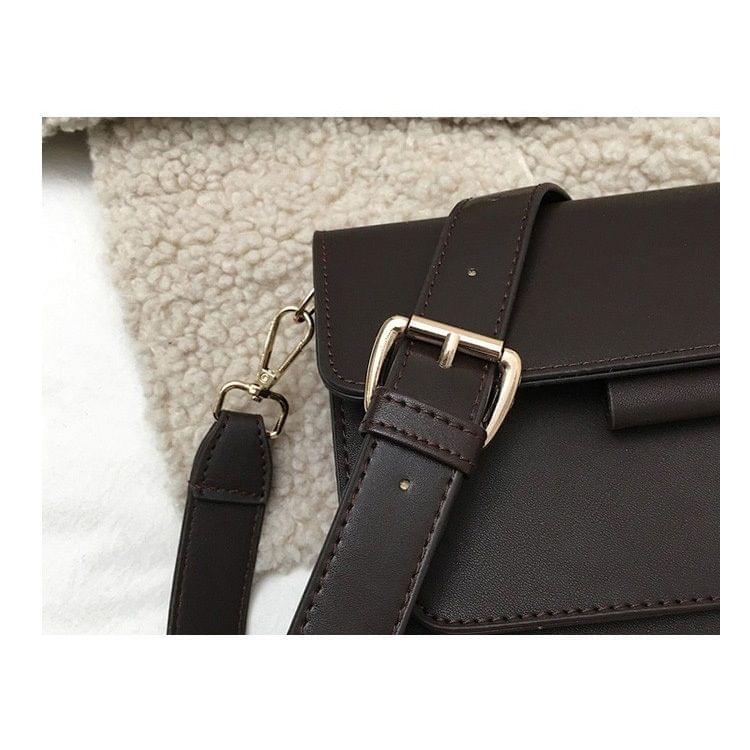 Solid Color Casual PU Shoulder Bag Ladies Handbag Messenger Bag (Coffee)