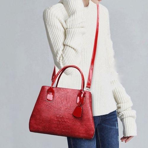 Embossed Crocodile Pattern PU Leather Shoulder Bag Ladies Handbag Messenger Bag (Red)