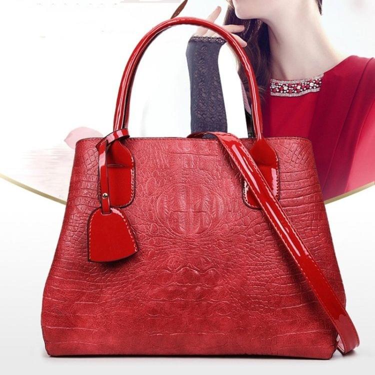 Embossed Crocodile Pattern PU Leather Shoulder Bag Ladies Handbag Messenger Bag (Red)