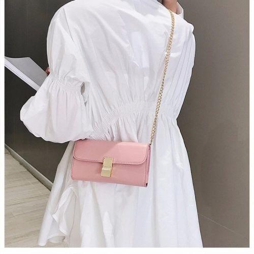 Lock Buckle PU Chain Single Shoulder Bag Ladies Handbag Messenger Bag (Pink)