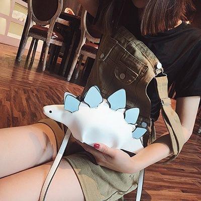Creative Chameleon Cartoon Handbags Flap 3D Funny Dinosaur Animal Messenger Bag Cross Shoulder Bag(White)