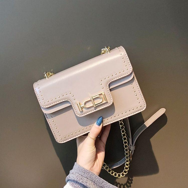 Rivet Shoulder Bag Small Square Bag Ladies Messenger Handbag (Khaki)