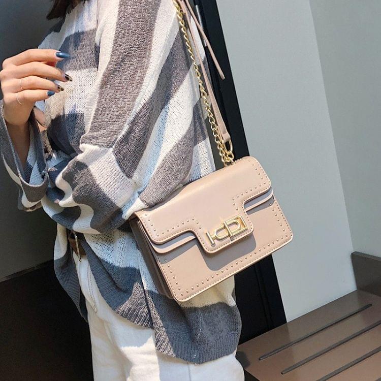 Rivet Shoulder Bag Small Square Bag Ladies Messenger Handbag (Khaki)