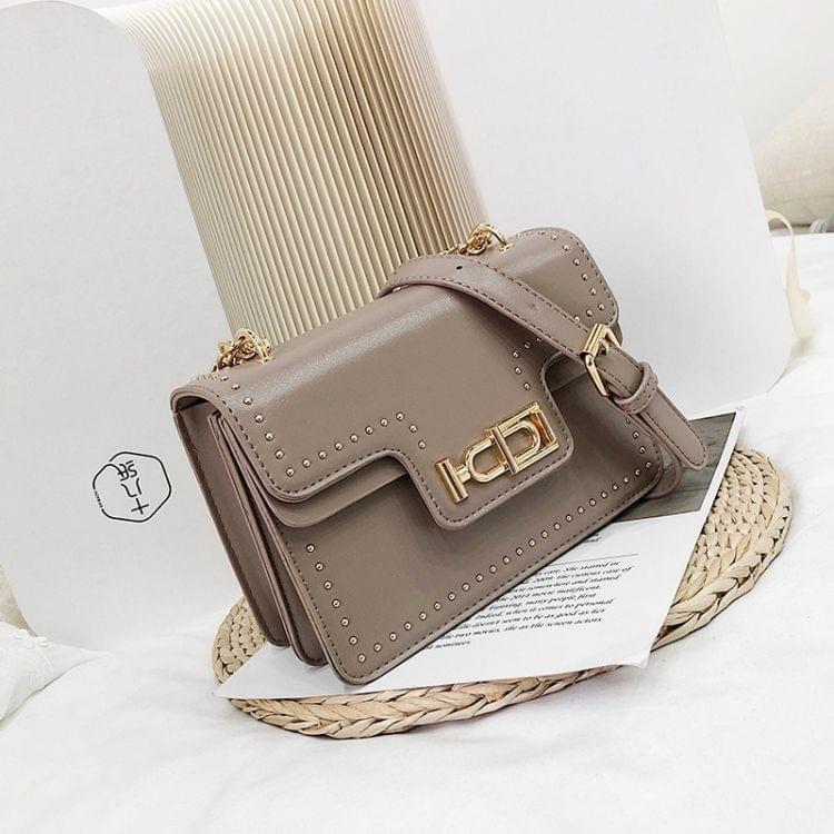 Rivet Shoulder Bag Small Square Bag Ladies Messenger Handbag (Khaki)