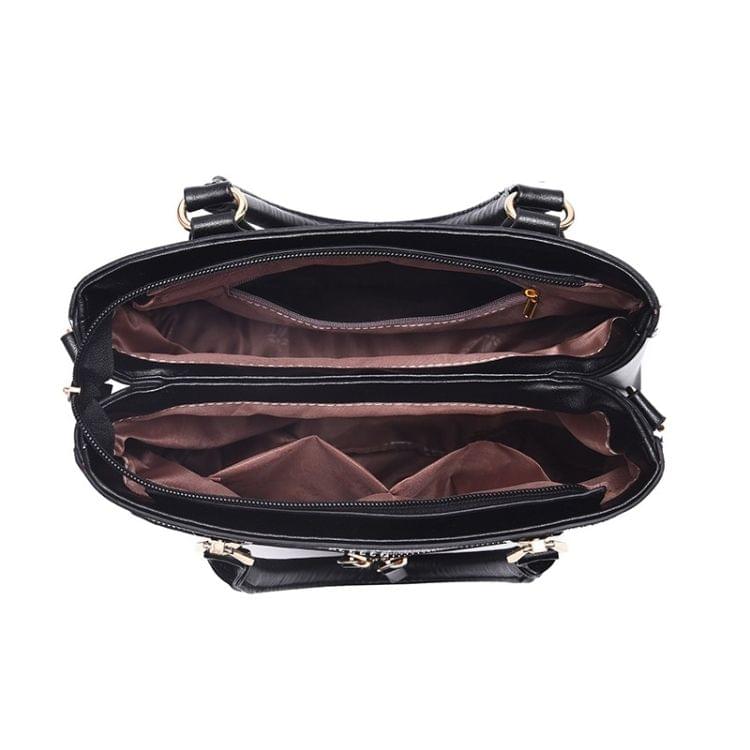 Stitching Plaid Leisure Fashion PU Slant Shoulder Bag Handbag(Black)