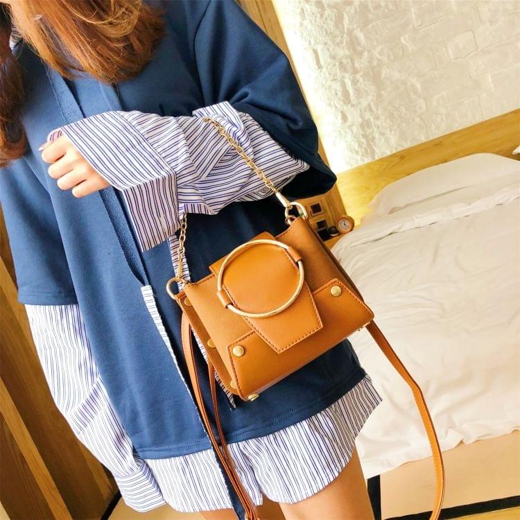 Big Buckle PU Leather Single Shoulder Bag Ladies Handbag Messenger Bag (Brown)