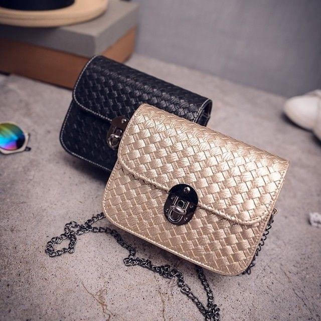 Chain Handbags Tide Small Square Package Women Shoulder Bag Messenger Bag(Black)