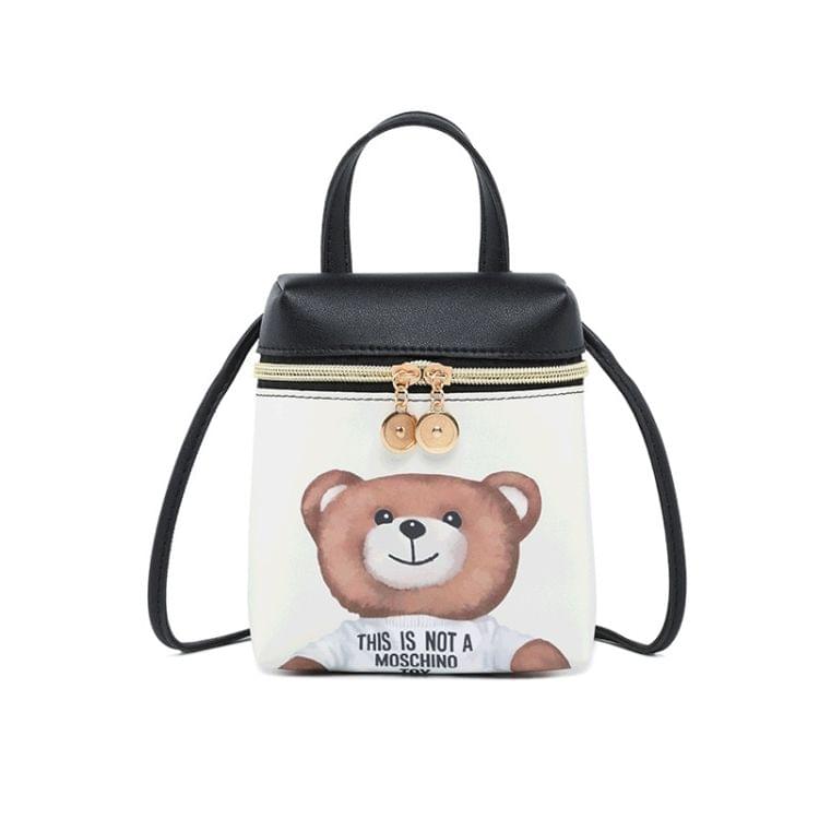 Women Cartoon Messenger Bags PU Leather Mini Female Shoulder Bag(time)