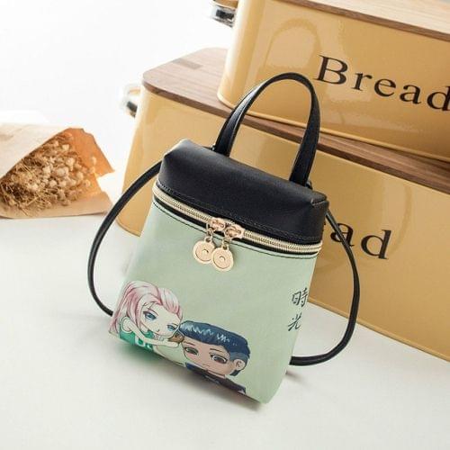 Women Cartoon Messenger Bags PU Leather Mini Female Shoulder Bag(time)
