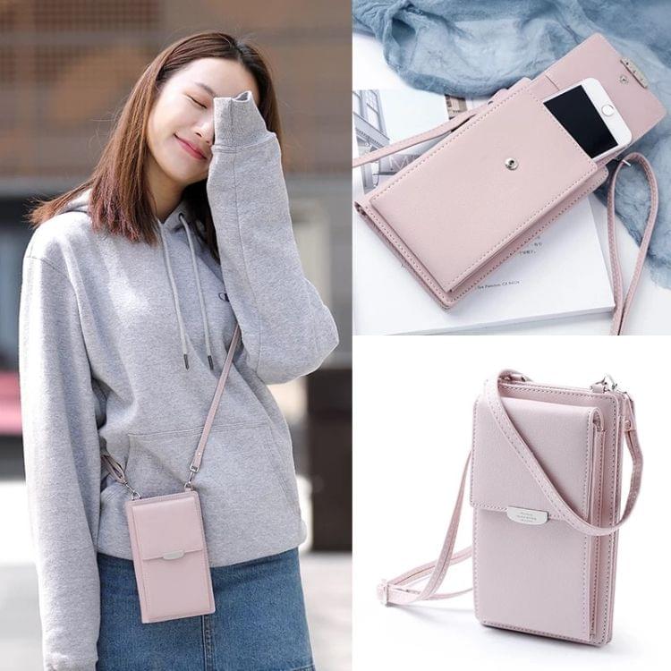 Summer Women Phone Shoulder Bag  PU Leather Money Wallet  Mini Chain Mobile Crossbody Bag(Brown)