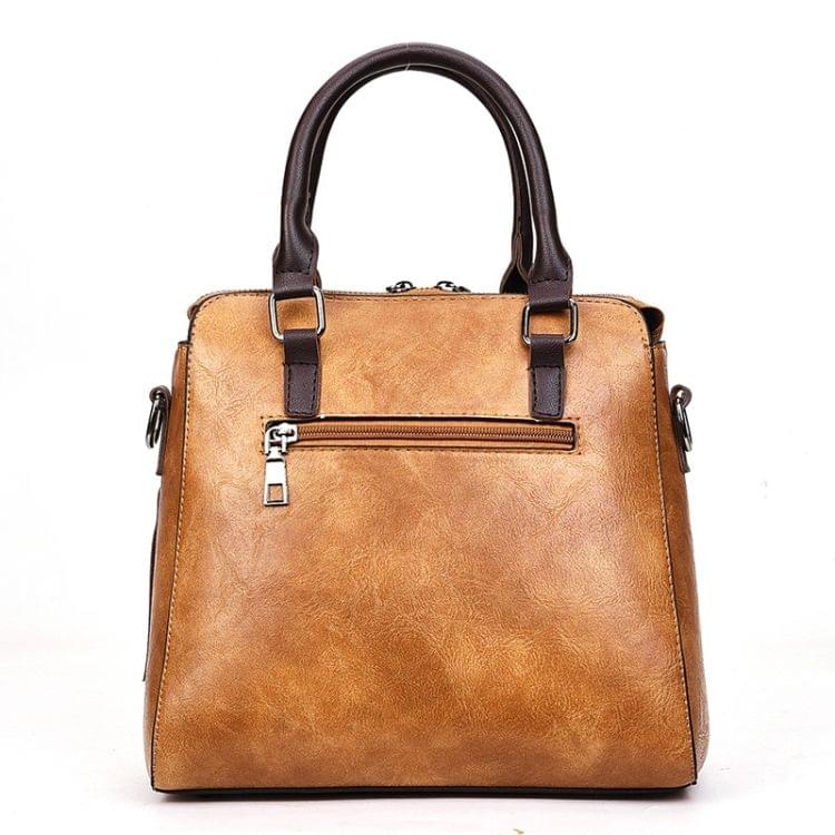 Casual PU Shoulder Bag Ladies Handbag Messenger Bag with Tassel and Cat Pendant (Brown)