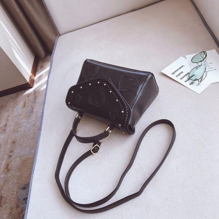 Fashion Heart PU Single Shoulder Bag Ladies Handbag Messenger Bag (Black)