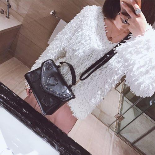 Fashion Heart PU Single Shoulder Bag Ladies Handbag Messenger Bag (Black)