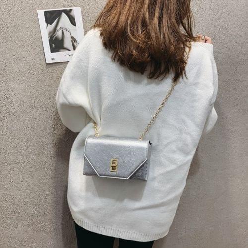 Wrinkled Skin PU Leather Single Shoulder Bag Ladies Handbag Messenger Bag (Silver)