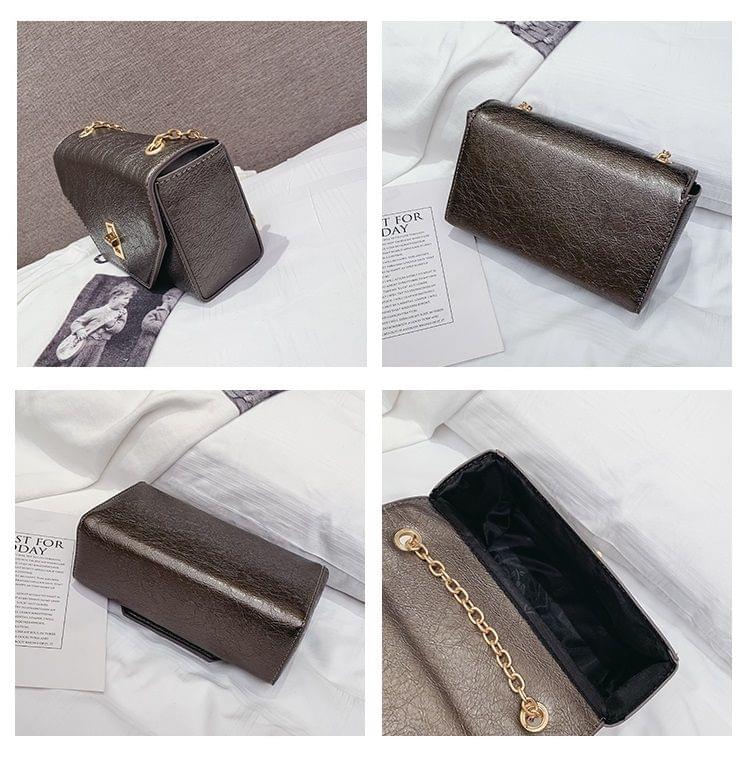Wrinkled Skin PU Leather Single Shoulder Bag Ladies Handbag Messenger Bag (Silver)