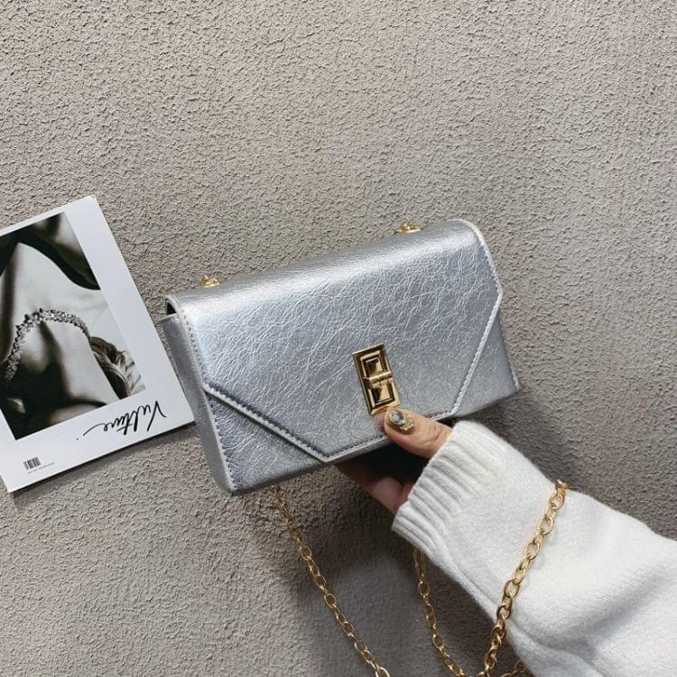 Wrinkled Skin PU Leather Single Shoulder Bag Ladies Handbag Messenger Bag (Silver)