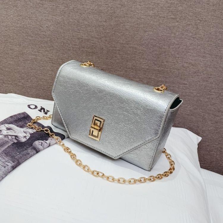 Wrinkled Skin PU Leather Single Shoulder Bag Ladies Handbag Messenger Bag (Silver)