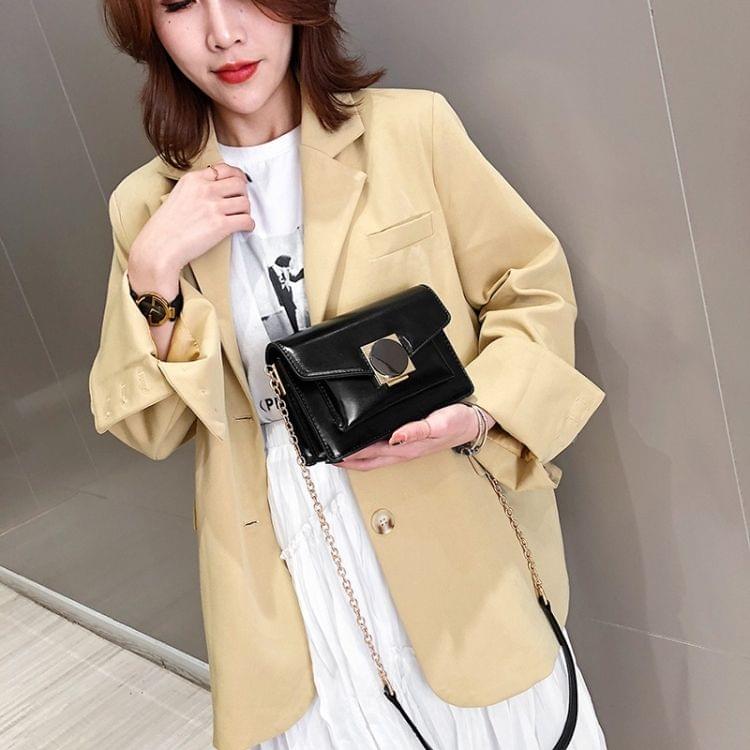 Fashion Casual Chain Single Shoulder Bag Ladies Small Square Bag Messenger Bag Handbag (Black)