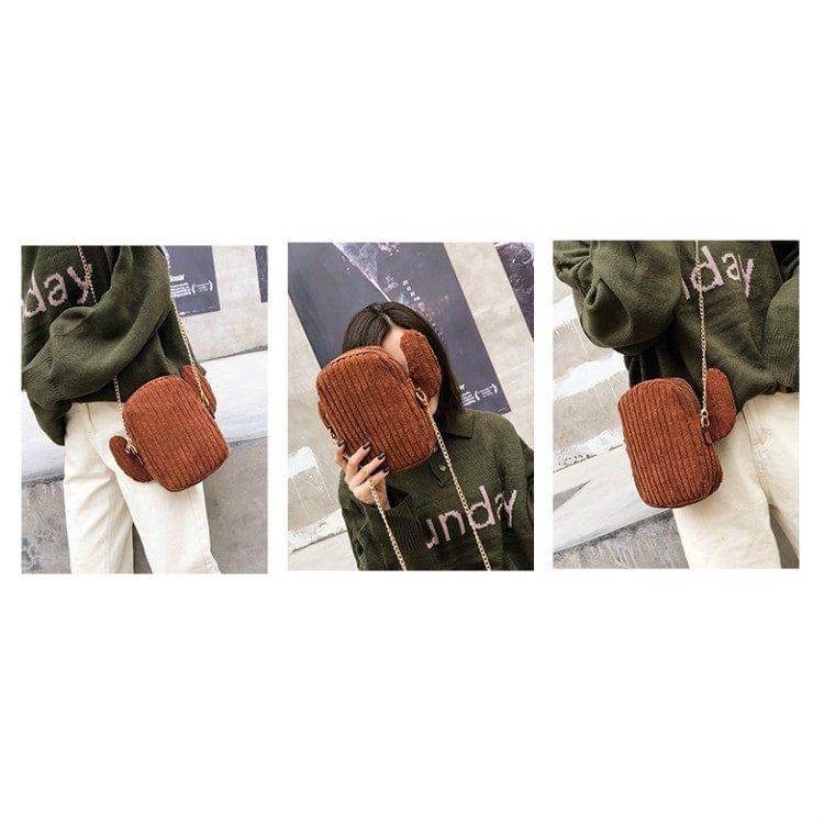 Cactus Fashion Plush Women Tote Chain Phone Case Messenger Bag (Black)