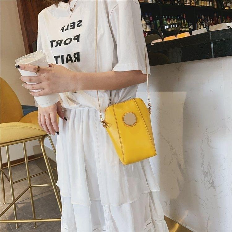 PU Leather Chain Single Shoulder Bag Ladies Handbag Messenger Bag (Yellow)