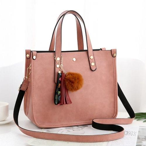 High Capacity Leisure Fashion PU Slant Shoulder Bag Handbag(Pink)